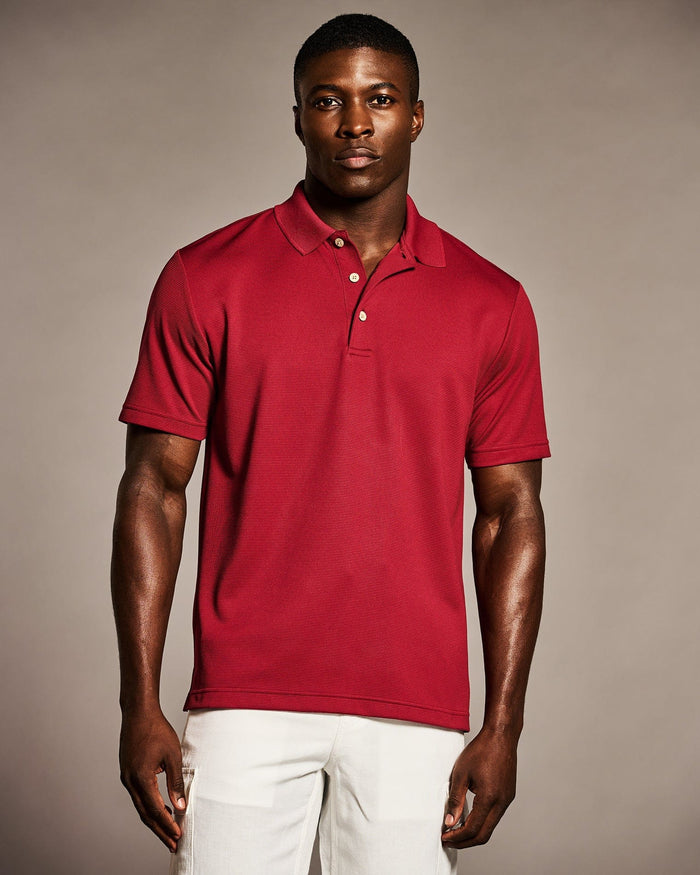 Cubavera Solid Textured Polo Biking Red