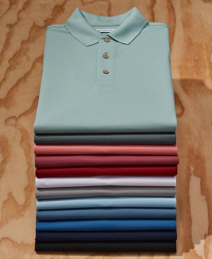 Cubavera Solid Textured Polo Blue Surf