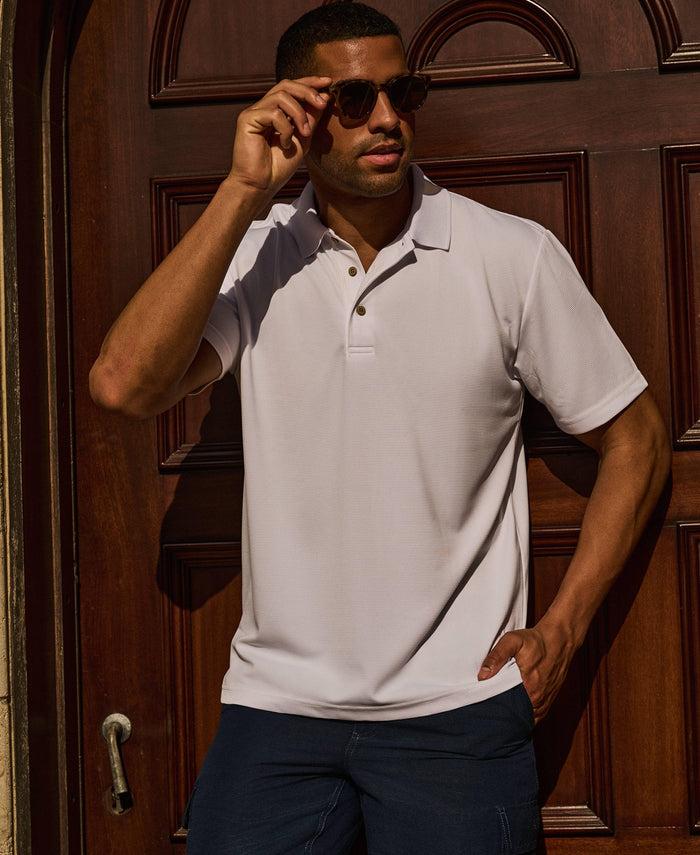 Cubavera Solid Textured Polo Bright White