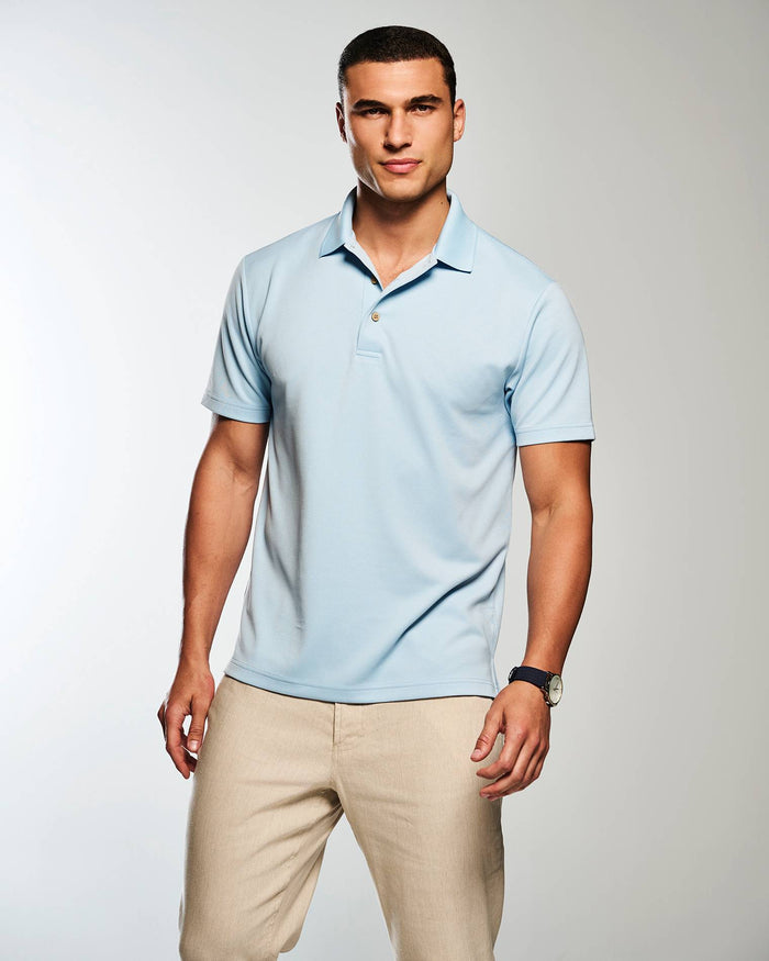 Cubavera Solid Textured Polo Cerulean