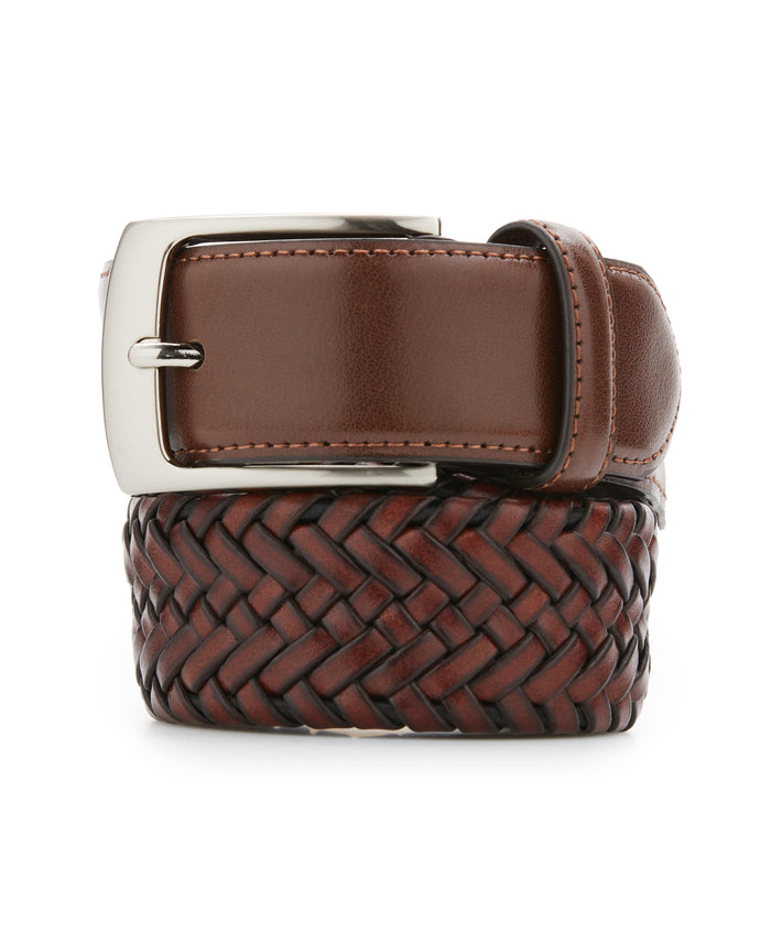 cubavera Stretch Braid Belt Brown