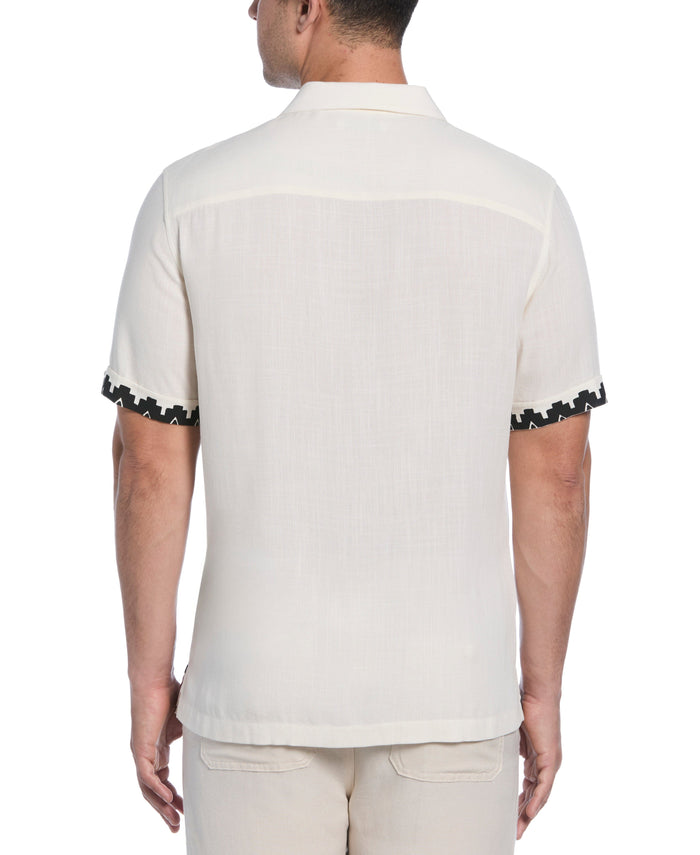 Cubavera Sunset Print Shirt Egret