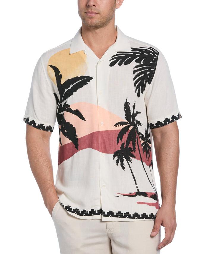 cubavera Sunset Print Shirt Egret