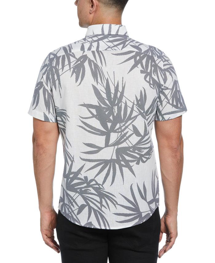 Cubavera Textured Fern Print Shirt Brilliant White