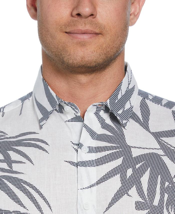 Cubavera Textured Fern Print Shirt Brilliant White