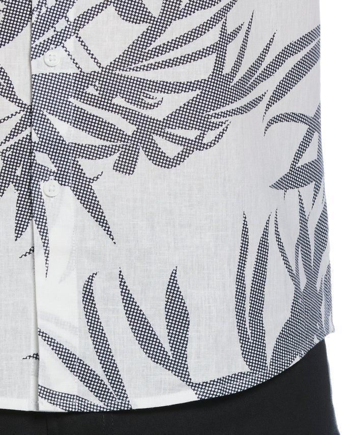 Cubavera Textured Fern Print Shirt Brilliant White