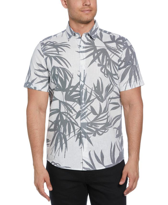 cubavera Textured Fern Print Shirt Brilliant White