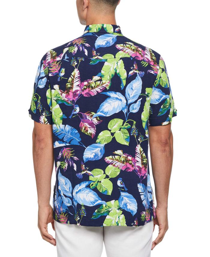 Cubavera Textured Leaf Print Shirt Naval Academy