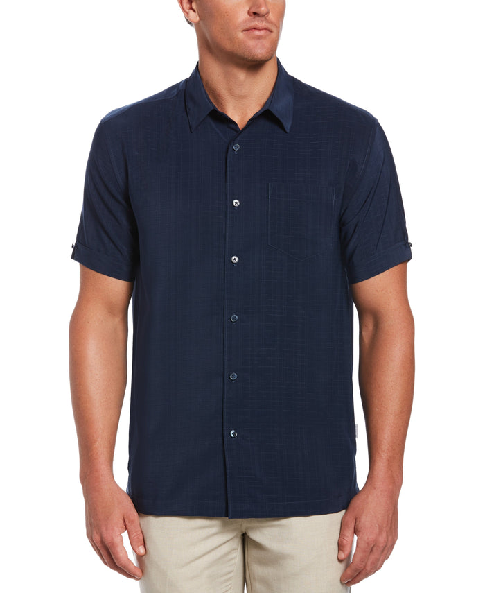 cubavera Textured One Pocket Shirt Dress Blues