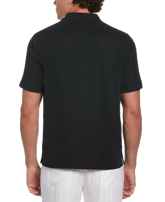 Cubavera Textured One-Tuck Panel Shirt Jet Black