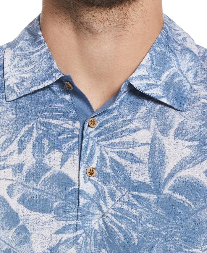 Cubavera Tonal Tropical Print Polo Federal Blue