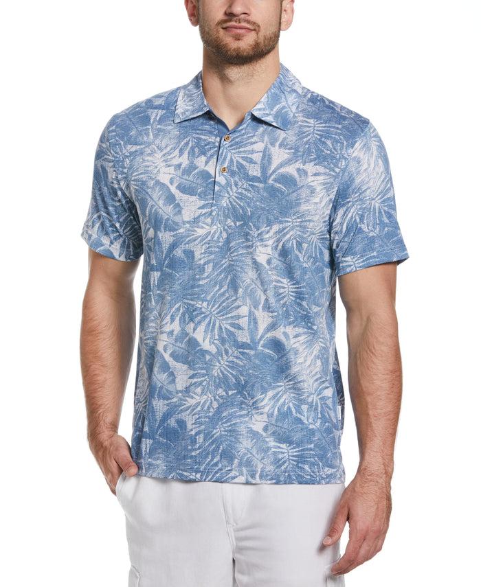Cubavera Tonal Tropical Print Polo Federal Blue