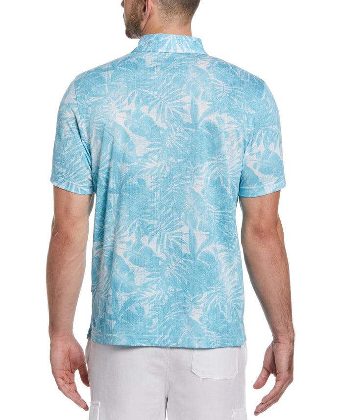 Cubavera Tonal Tropical Print Polo Maui Blue