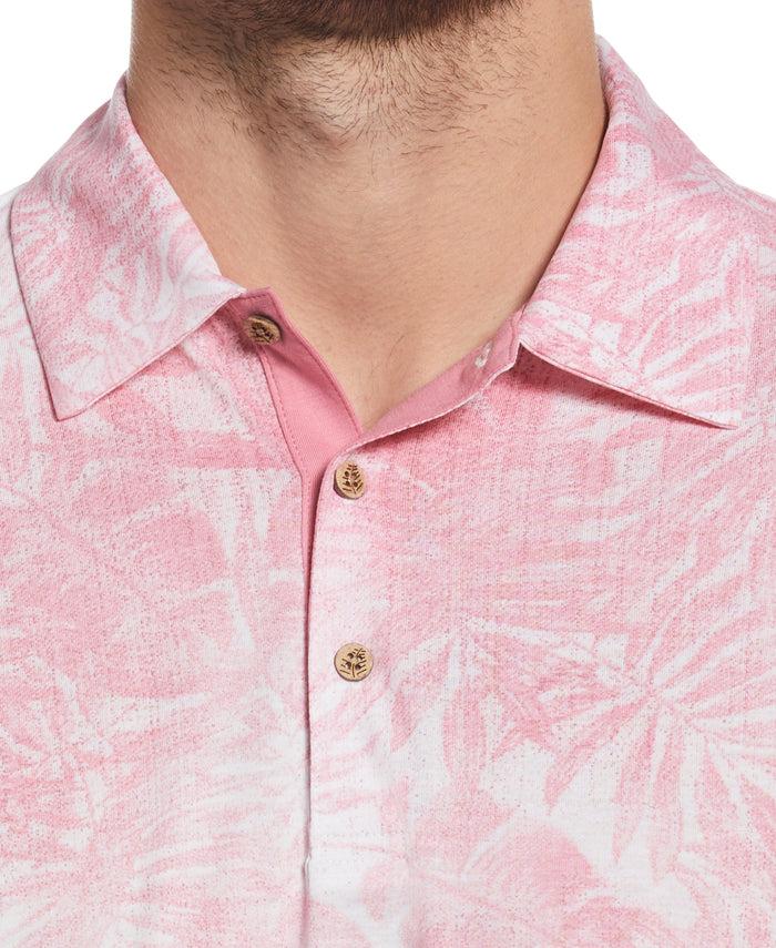 Cubavera Tonal Tropical Print Polo Wild Rose
