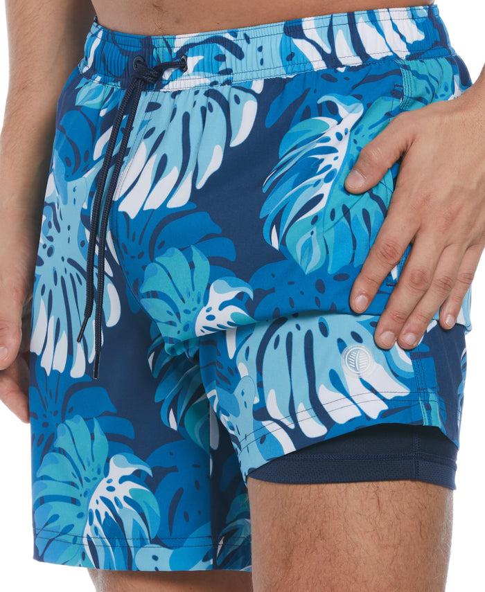 Cubavera Tropical Leaf Print Swim Short Titan