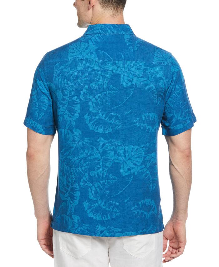 Cubavera Tropical Leaves Print Shirt Blue Sapphire