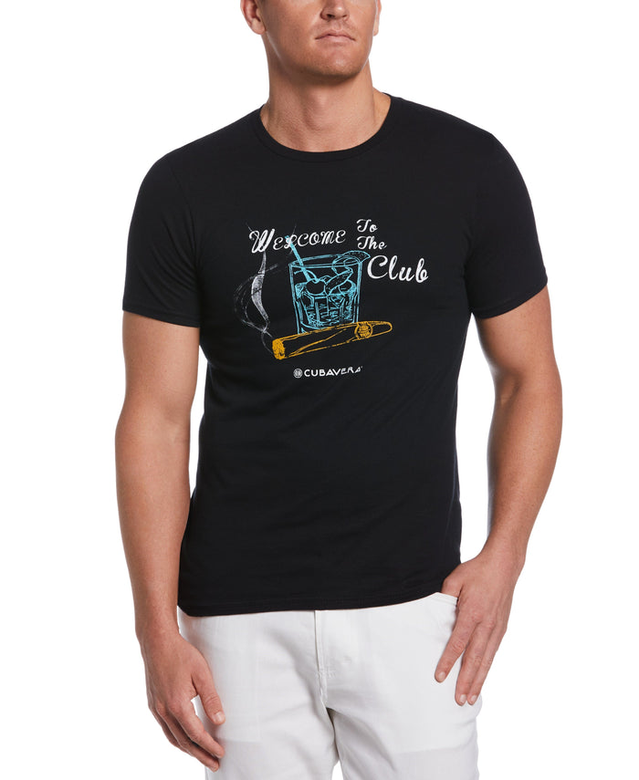 Cubavera Welcome To The Club Print Tee Deep Black