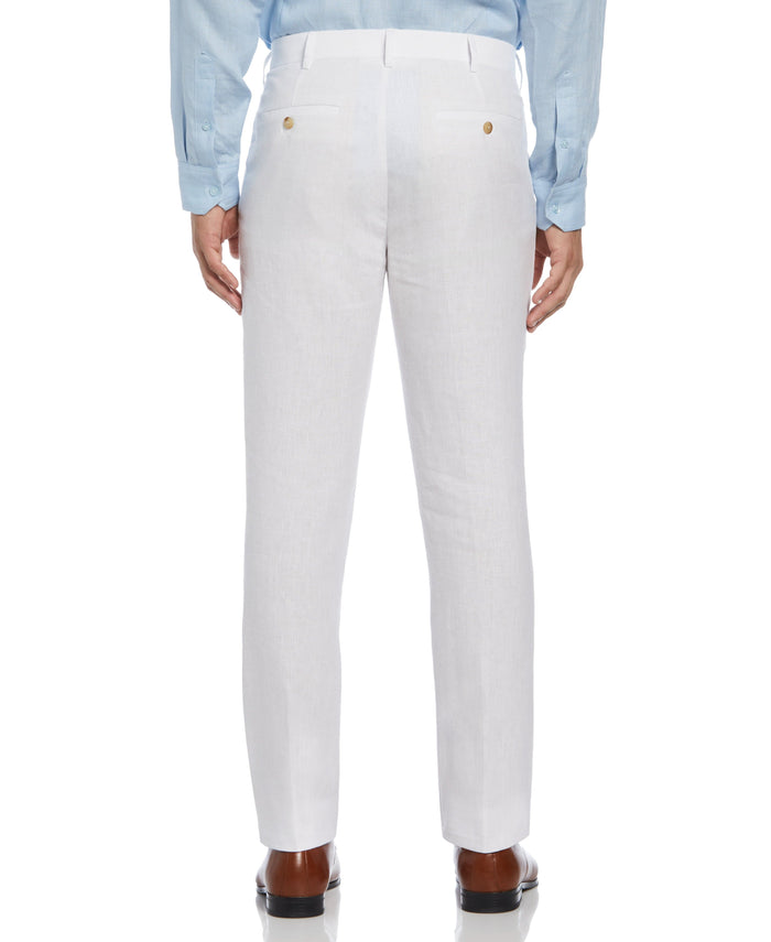 Cubavera Delave Linen Flat Front Pant Brilliant White
