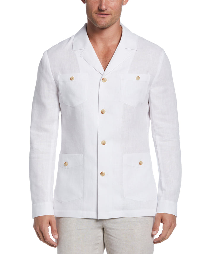 cubavera Delave Linen Guayabera Jacket Brilliant White