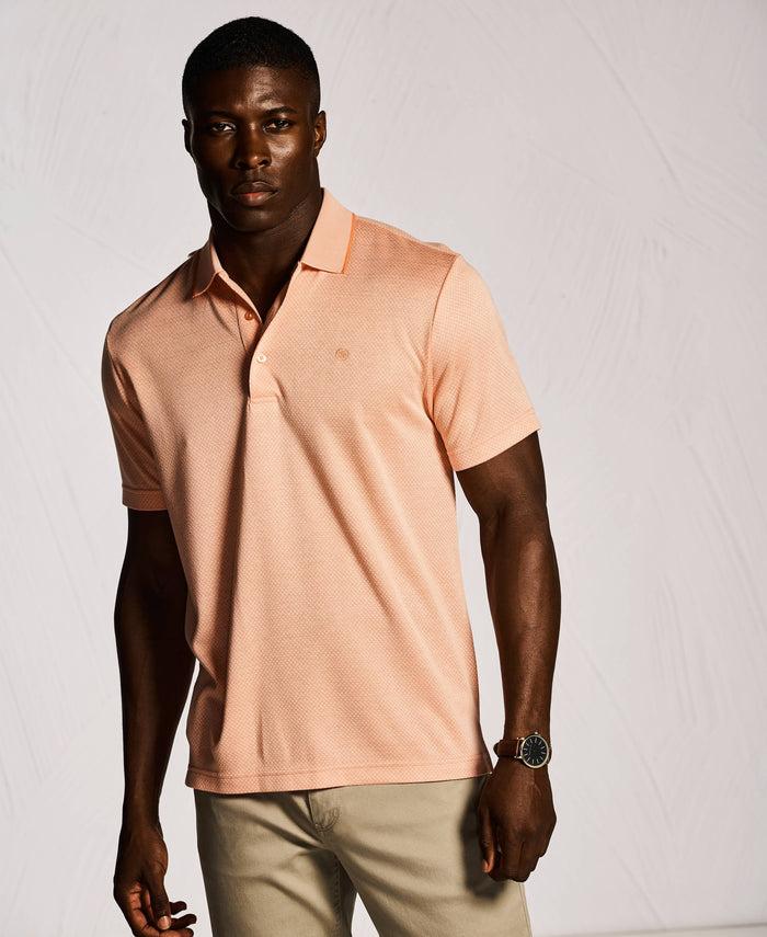 Cubavera Diamond Jacquard Polo Shirt Tropical Peach