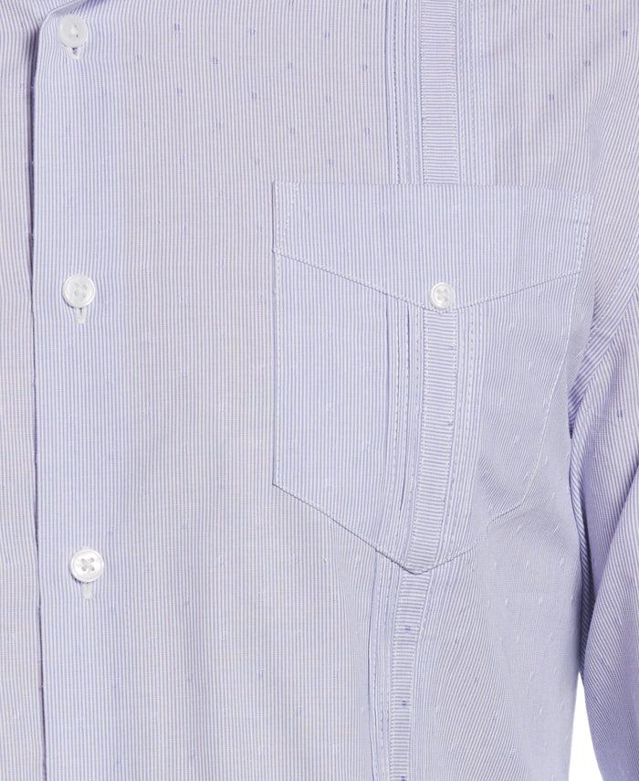 Cubavera Dobby Stripe Cotton Guayabera Shirt Deep Periwinkle
