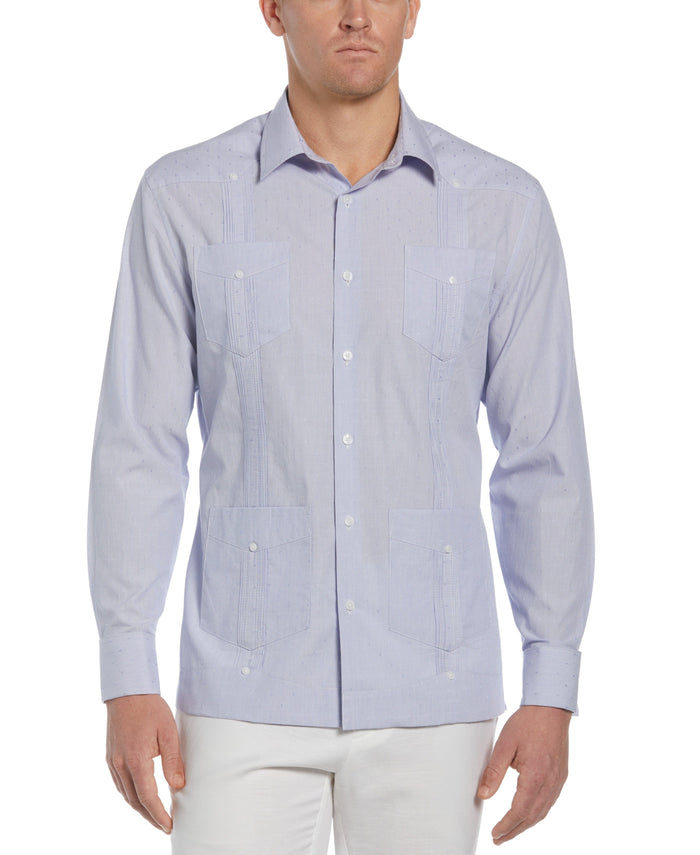 cubavera Dobby Stripe Cotton Guayabera Shirt Deep Periwinkle