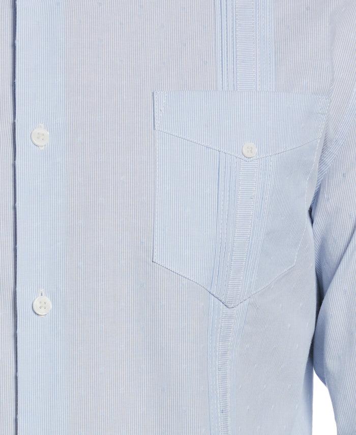 Cubavera Dobby Stripe Cotton Guayabera Shirt Della Robia Blue
