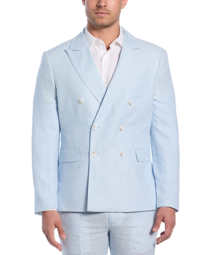 Cubavera Double Breasted Delave Linen Dream Blue Suit