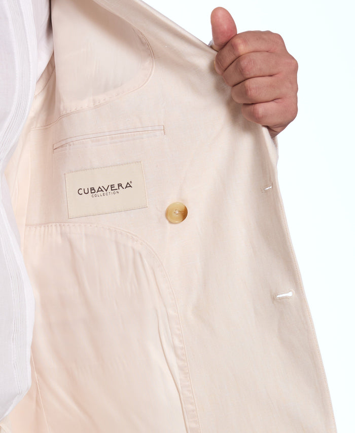 Cubavera Double Breasted Delave Linen Sports Coat Whitecap Gray