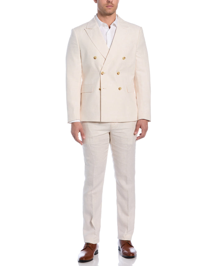 cubavera Double Breasted Delave Linen Whitecap Grey Suit