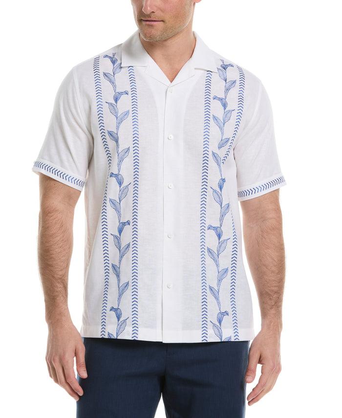 cubavera Embroidery Leaf Panel Shirt Brilliant White