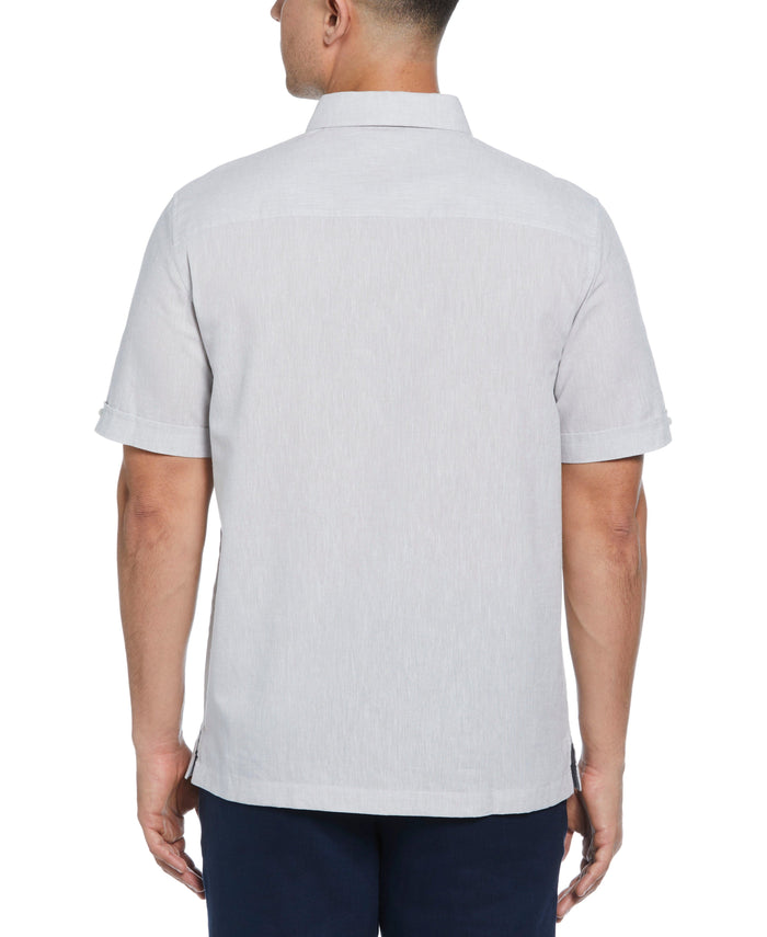 Cubavera Engineered Dobby Panels Shirt Brilliant White