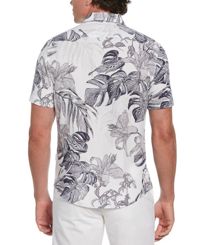 Cubavera Exploded Botanical Print Shirt Brilliant White