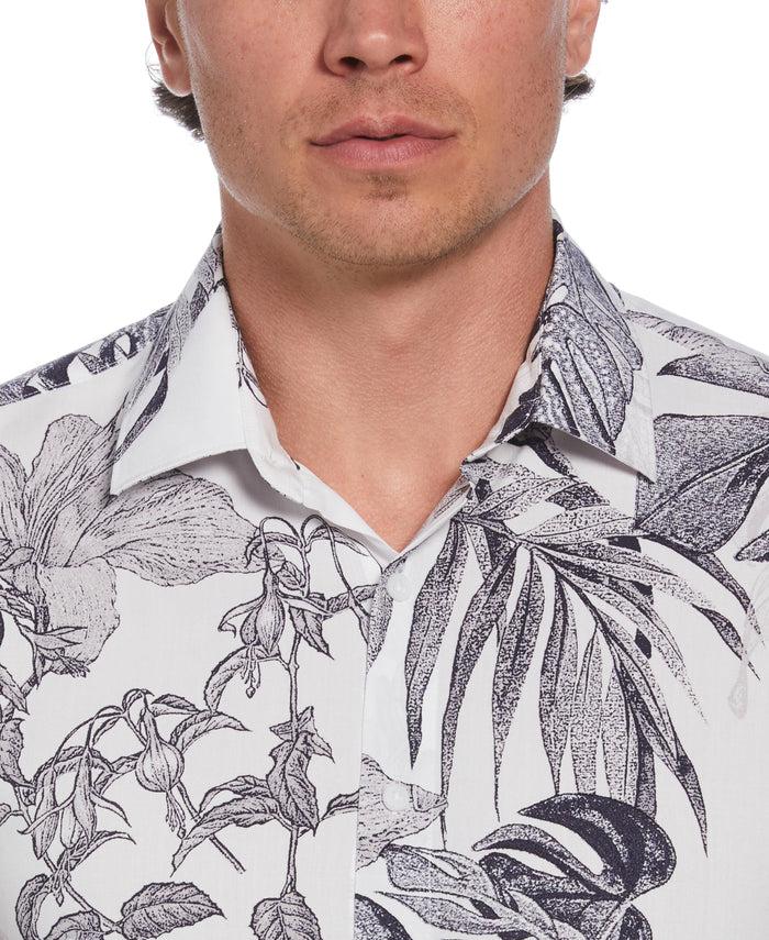 Cubavera Exploded Botanical Print Shirt Brilliant White