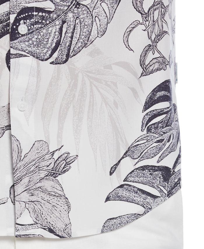 Cubavera Exploded Botanical Print Shirt Brilliant White