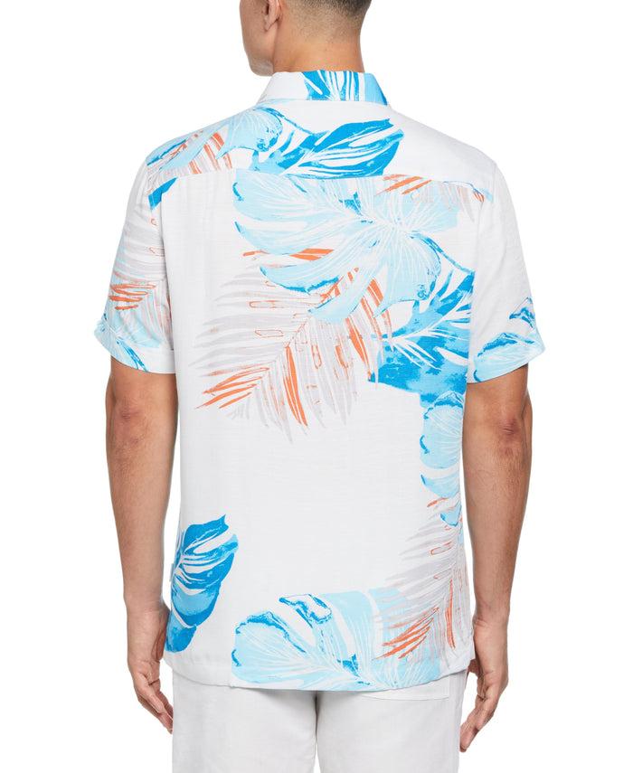 Cubavera Exploded Tropical Print Shirt Brilliant White