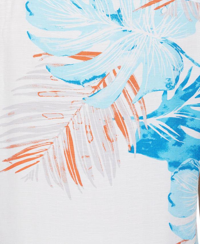 Cubavera Exploded Tropical Print Shirt Brilliant White