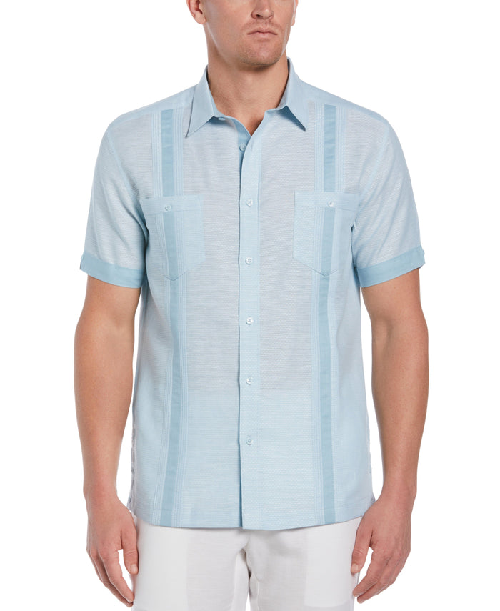 cubavera Fashion Double Pocket Guayabera Shirt Sky Blue