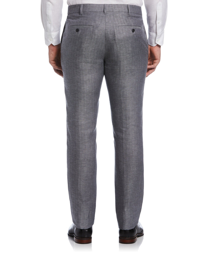 Cubavera Flat Front Herringbone Linen Pant Blackened Pearl