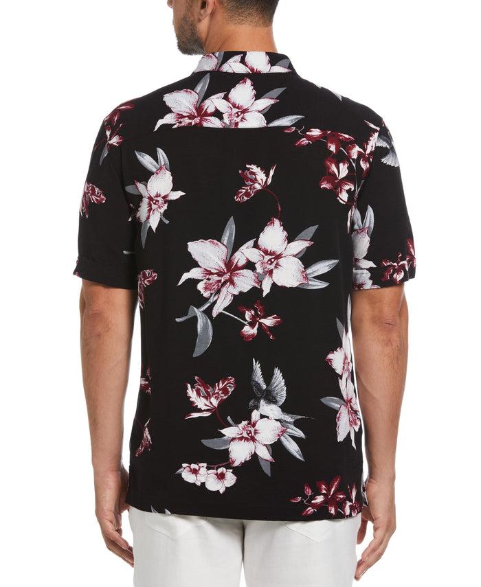 Cubavera Floral Conversational Print Shirt Jet Black