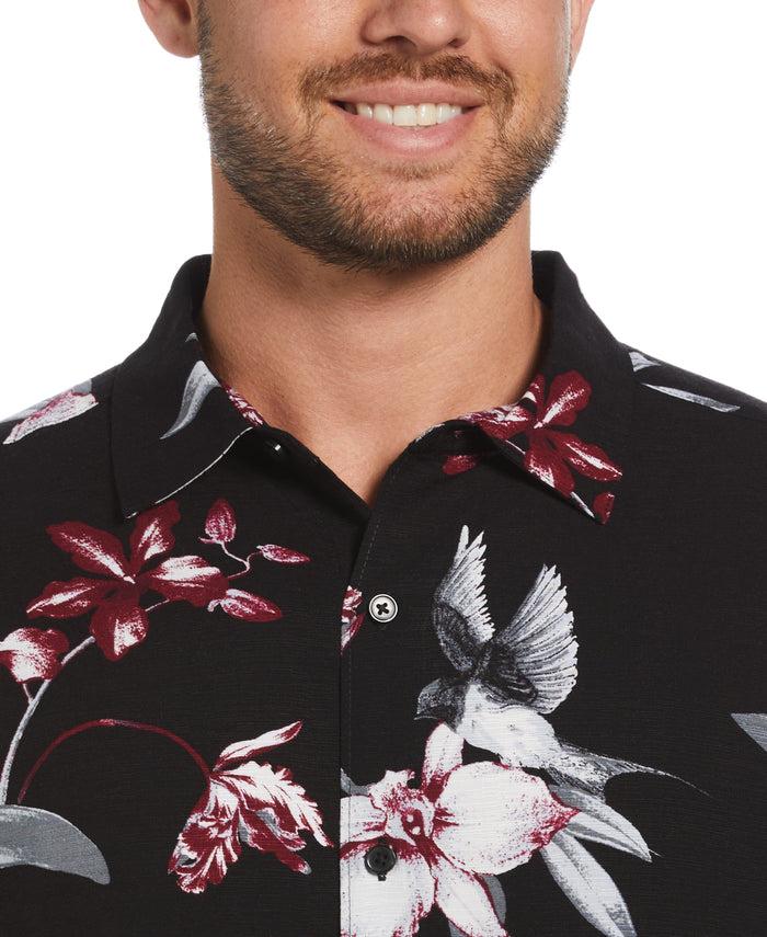 Cubavera Floral Conversational Print Shirt Jet Black