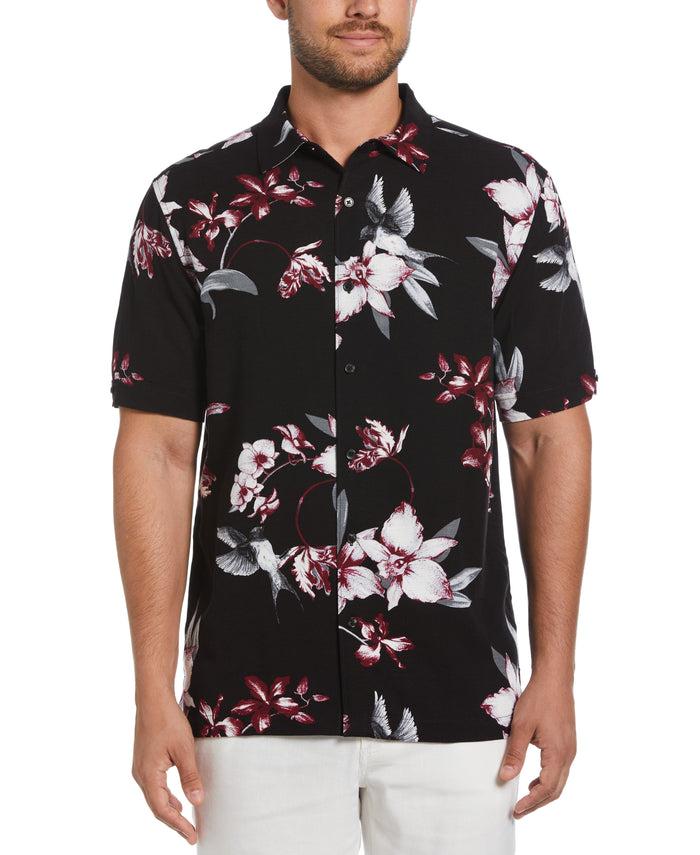 cubavera Floral Conversational Print Shirt Jet Black