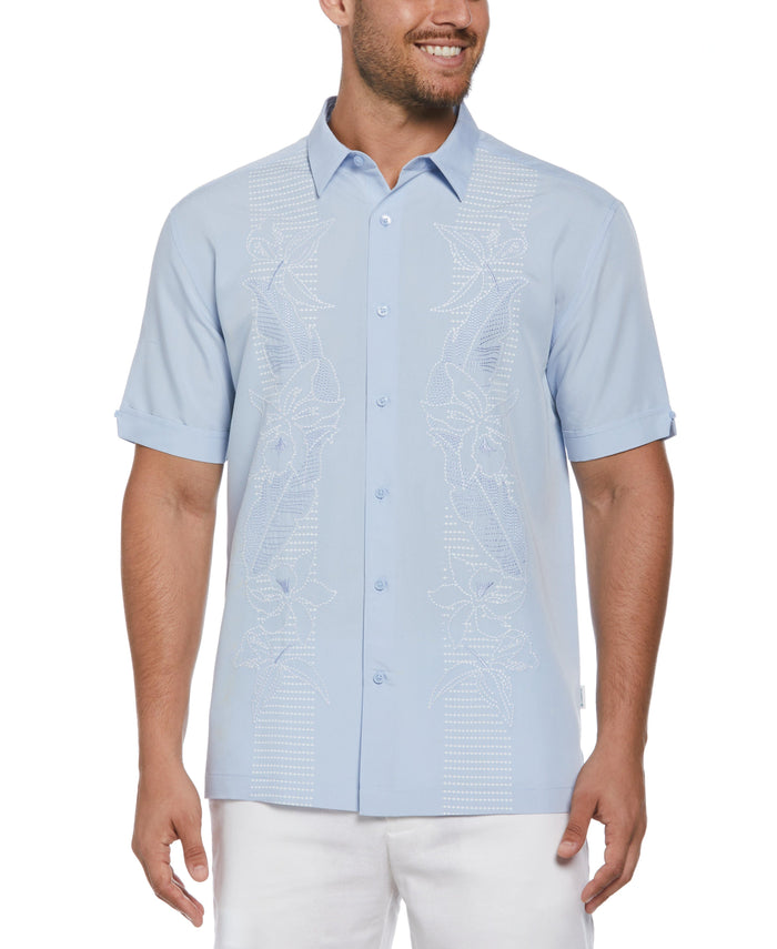 cubavera Floral Embroidered Panel Shirt Kentucky Blue