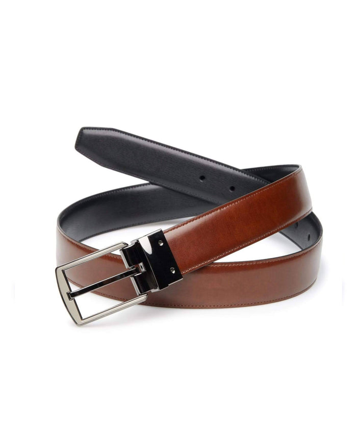 Cubavera Genuine Leather Reversible Belt With Gunmetal Buckle Black