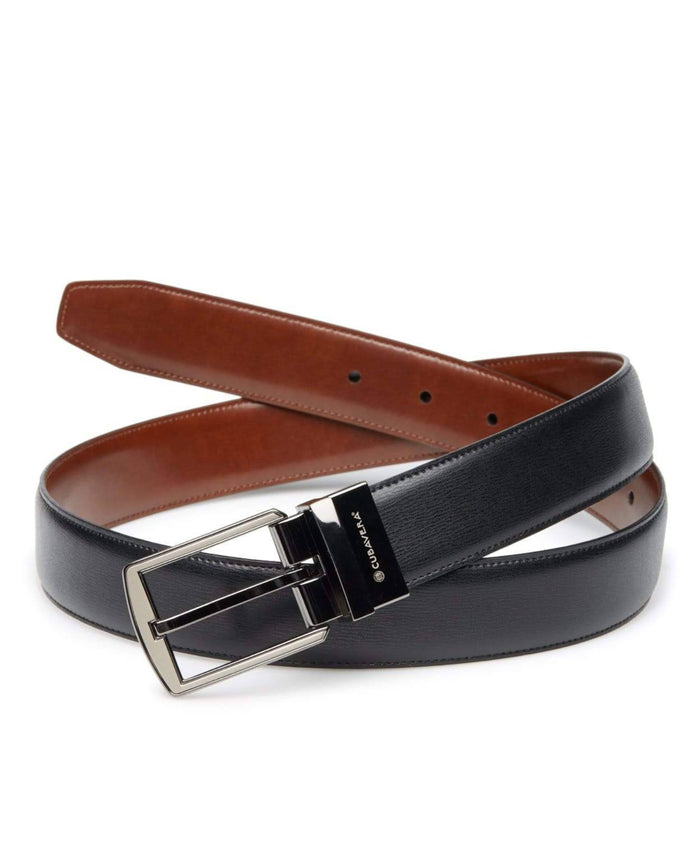 Cubavera Genuine Leather Reversible Belt With Gunmetal Buckle Black