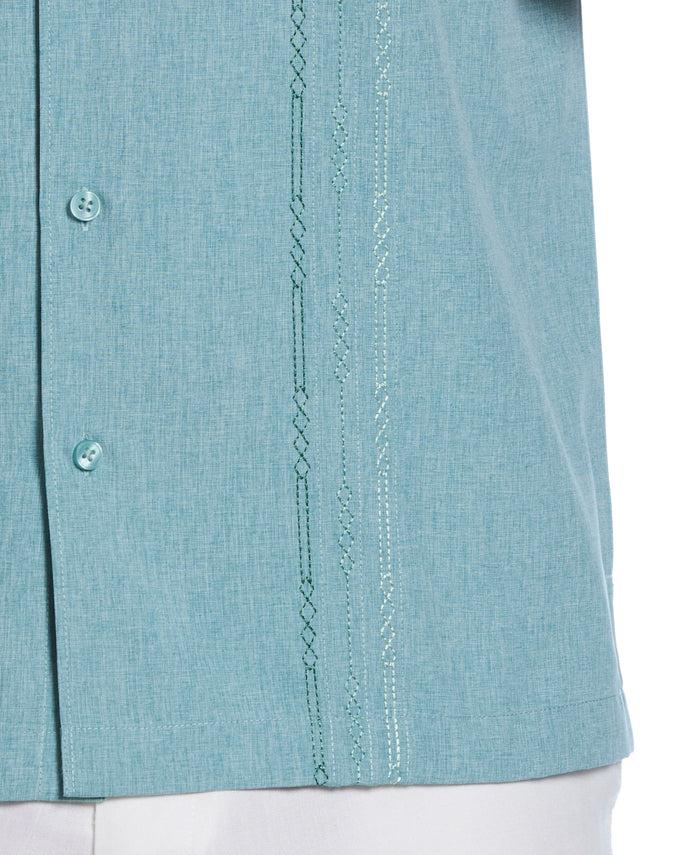 Cubavera Geo Embroidered Panel Chambray Shirt Surf Spray
