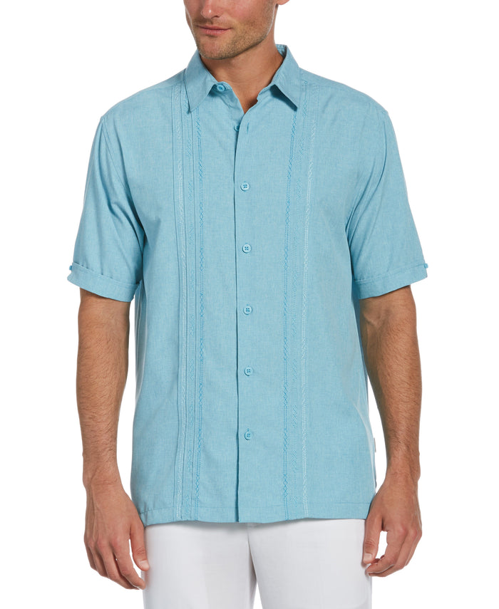 cubavera Geo Embroidered Panel Shirt Delphinium Blue