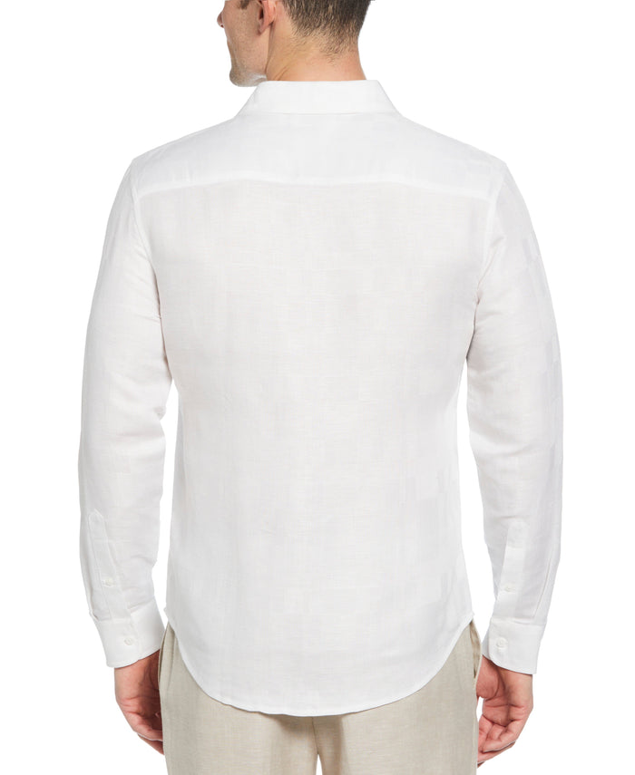 Cubavera Geometric Dobby Textured Shirt Brilliant White