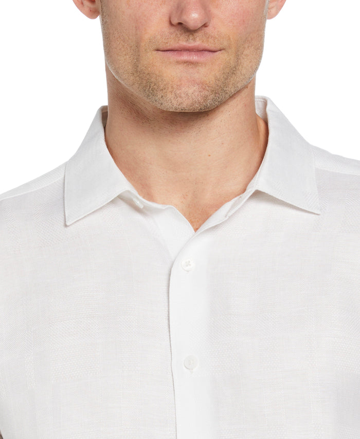 Cubavera Geometric Dobby Textured Shirt Brilliant White