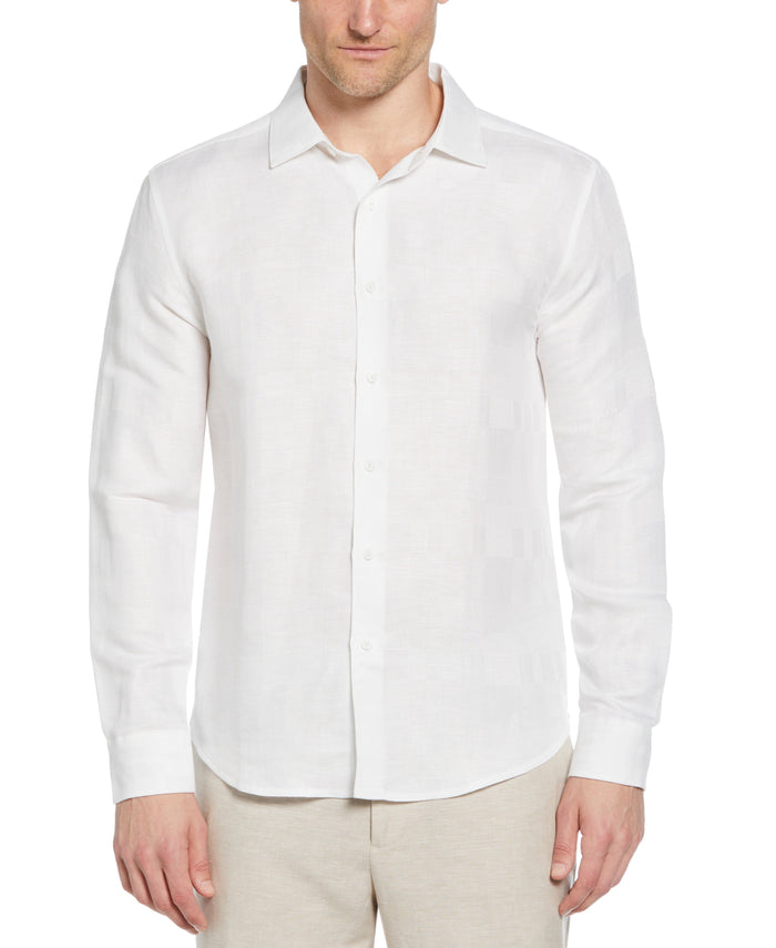 cubavera Geometric Dobby Textured Shirt Brilliant White